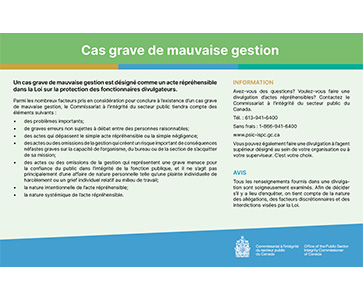 Cas grave de mauvaise gestion